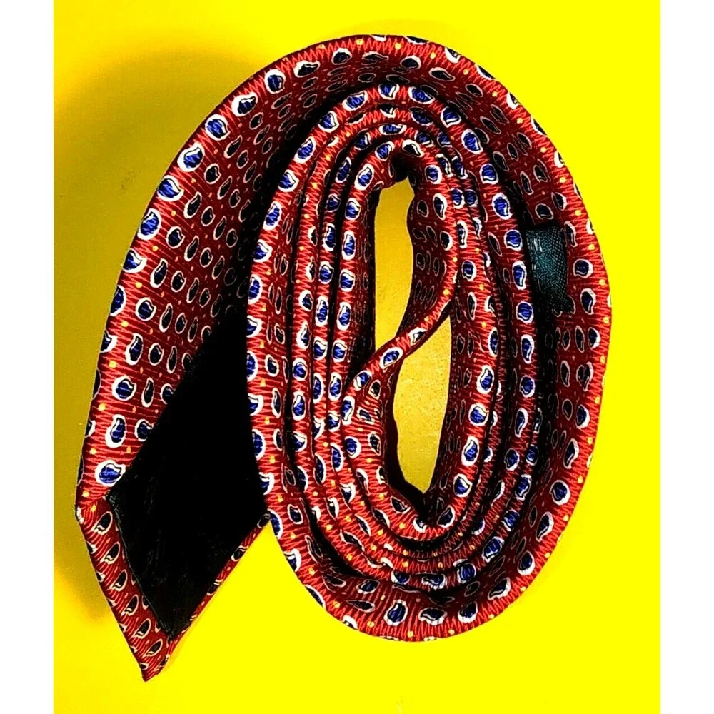 Ralph Lauren Hand Finished Red Blue 100% Silk Necktie